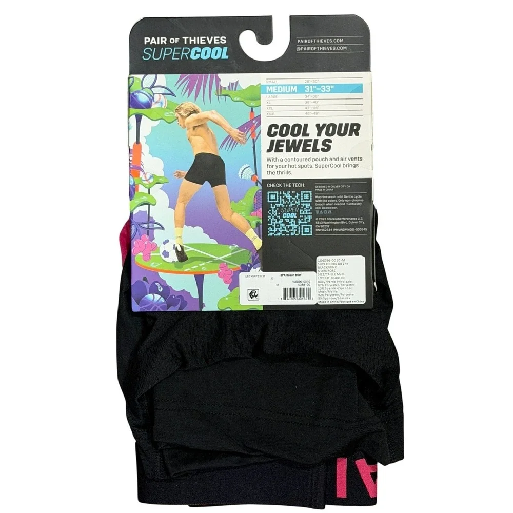 Pair of Thieves Boxer Brief Men Medium Pink Black New 2-Pack SuperCool  **NEW**